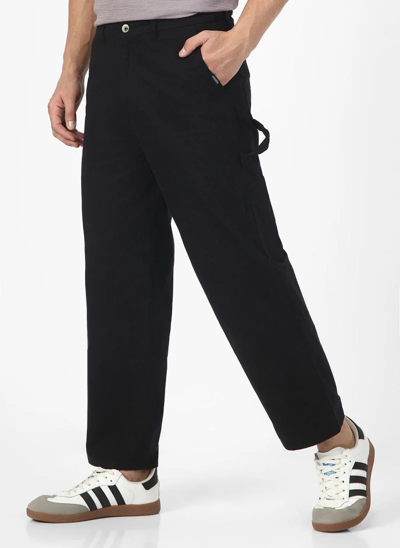Urbano Fashion  Urbano Fashion Men's Black Loose Baggy Fit Solid Carpenter Trouser Pant with 5 Pockets Non-Stretchable for Men | Best Price UAE